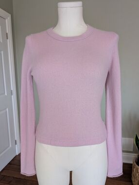 J.Crew 100% Cashmere Womens Sweater Pink Cropped Fitted Crewneck Italian Yarn  M